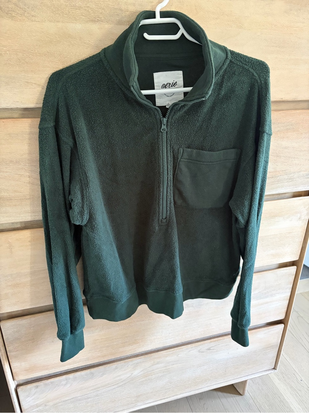 aerie Women’s Forest Green Quarter-Zip Fleece Pullover